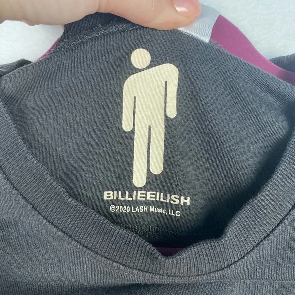 H&M Billie Eilish Sz S‎ Long Sleeve Crewneck Print Sweatshirt Oversized Gray Top - Picture 4 of 6